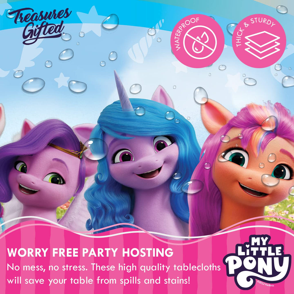 Officially Licensed My Little Pony Plastic Tablecloth 54x108 Inches - Mane 5 Characters