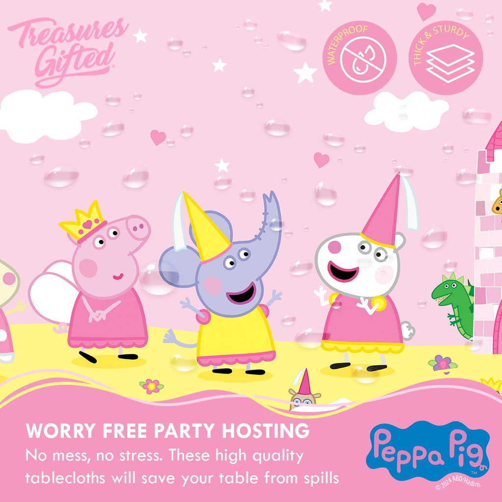 Officially Licensed Peppa Pig Tablecloth – Large Rectangular 54x108 Inch Plastic Disposable Birthday Party Decorations by Treasures Gifted