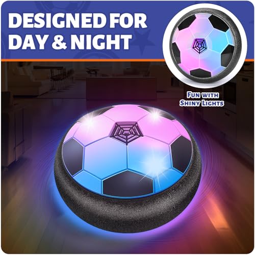 Officygnet Hover Soccer Ball with LED Lights for Kids Ages 4-12 - Indoor Air Floating Soccer Toy
