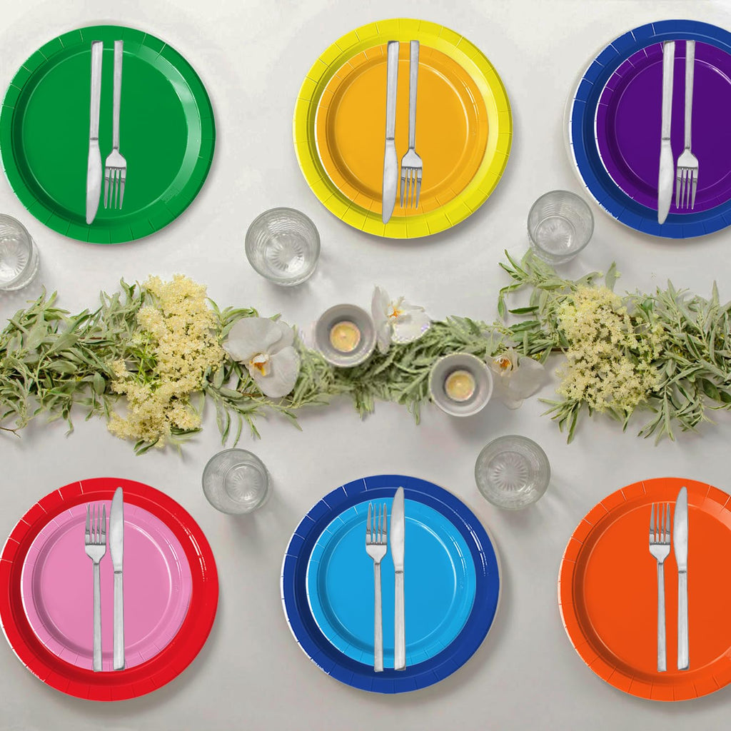 Oigco 60 PCS Colorful Paper Plates and Napkins Set – Pastel Rainbow Disposable Tableware for Parties, Birthdays, Baby Showers