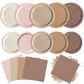 Oigco 60-Piece Brown Boho Paper Plates and Napkins Set – Gradient Dinner & Dessert Plates for Baby Shower, Birthday, Wedding Party Supplies