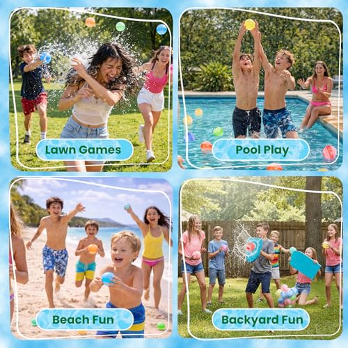 Oiqieay Self-Sealing Reusable Water Balloons – 6 Pack Soft Silicone Splash Balls for Kids Ages 3+