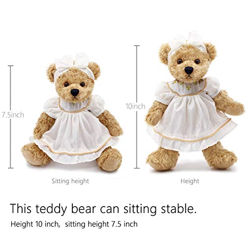 Oitscute 10" Baby Teddy Bear in White Sleepwear - Soft Plush Toy for Ages 1+
