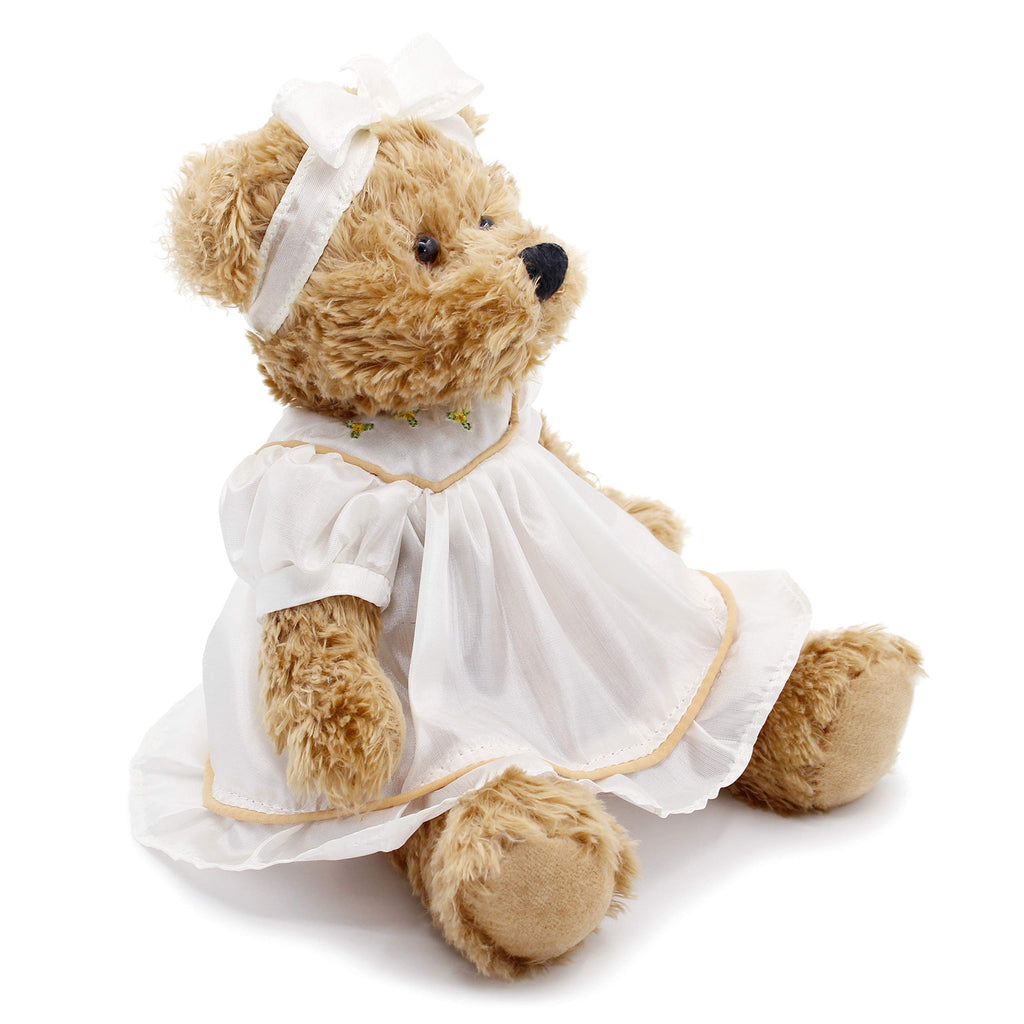 Oitscute 10" Baby Teddy Bear in White Sleepwear - Soft Plush Toy for Ages 1+