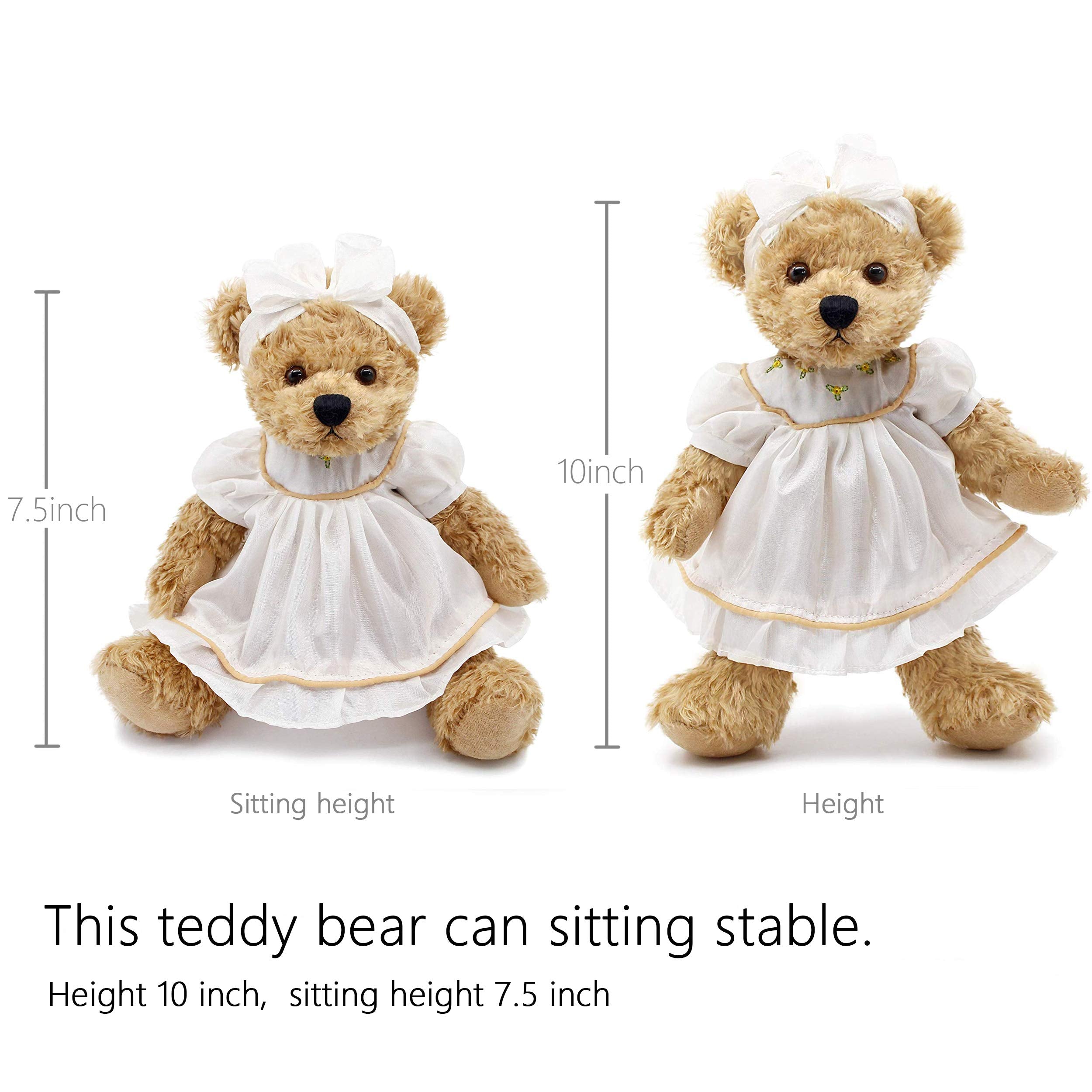 Oitscute 10" Baby Teddy Bear in White Sleepwear - Soft Plush Toy for Ages 1+