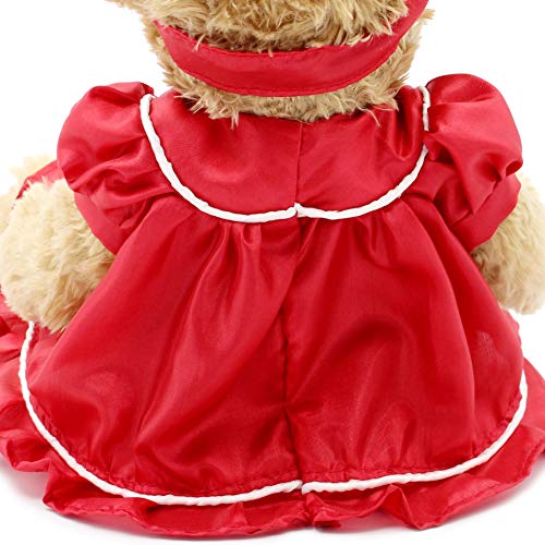 Oitscute 10 Inch Baby Teddy Bear with Red Lace Dress – Soft Plush Stuffed Animal