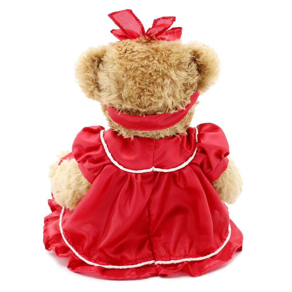 Oitscute 10 Inch Baby Teddy Bear with Red Lace Dress – Soft Plush Stuffed Animal