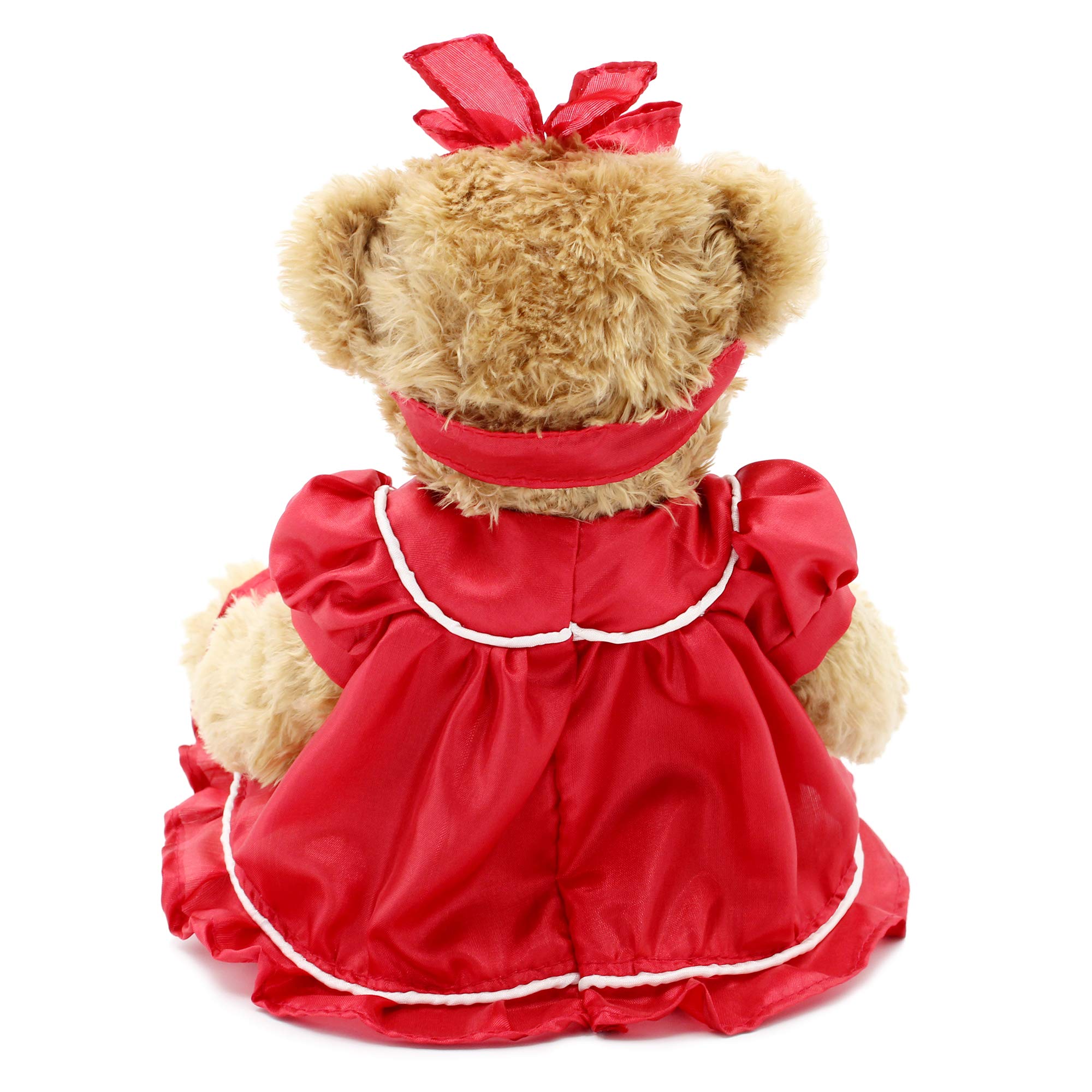 Oitscute 10 Inch Baby Teddy Bear with Red Lace Dress – Soft Plush Stuffed Animal