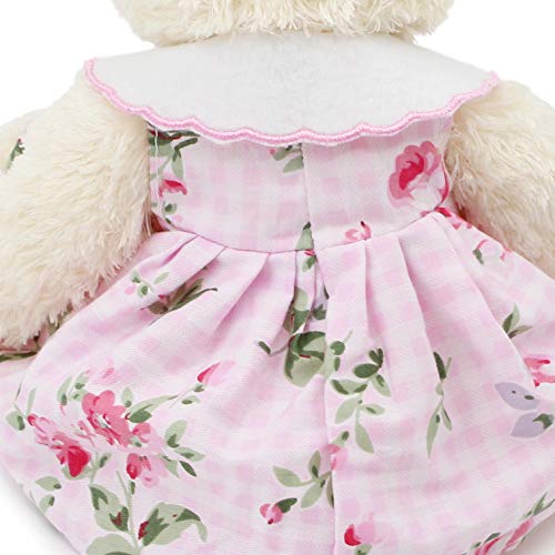 Oitscute 10" Plush Teddy Bear in Pink Dress with Rabbit Design – Soft Stuffed Animal for Ages 1+