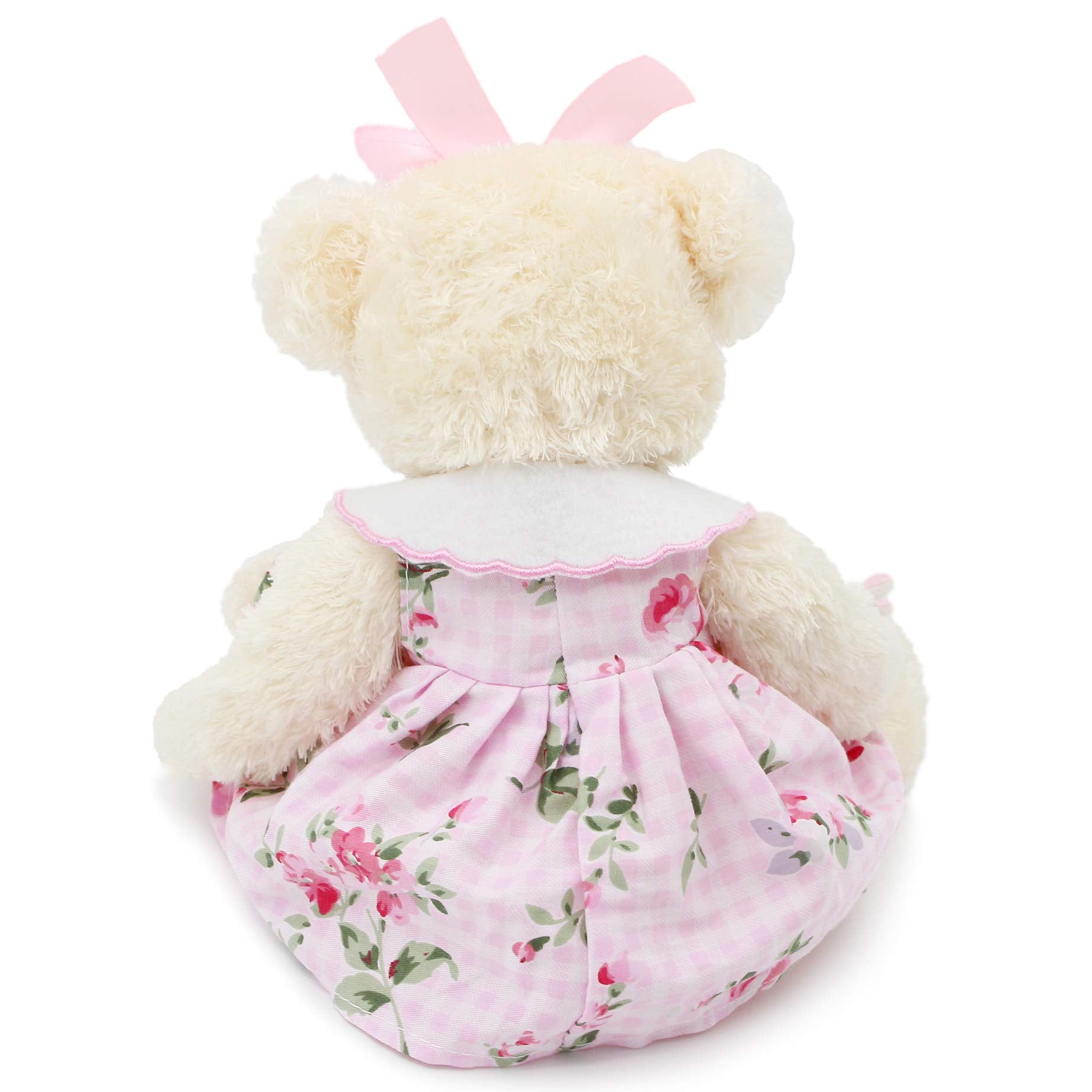 Oitscute 10" Plush Teddy Bear in Pink Dress with Rabbit Design – Soft Stuffed Animal for Ages 1+