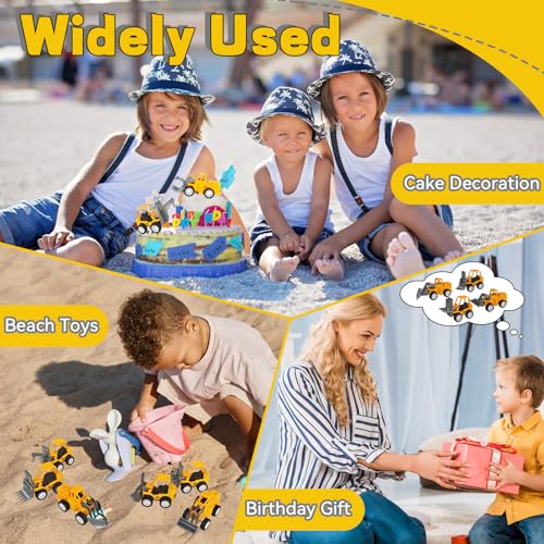 OJYUDD Set of 24 Mini Construction Vehicles – Pull-Back Toy Trucks for Kids, Party Favors, and Rewards