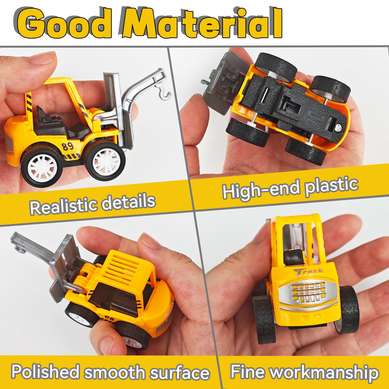 OJYUDD Set of 24 Mini Construction Vehicles – Pull-Back Toy Trucks for Kids, Party Favors, and Rewards