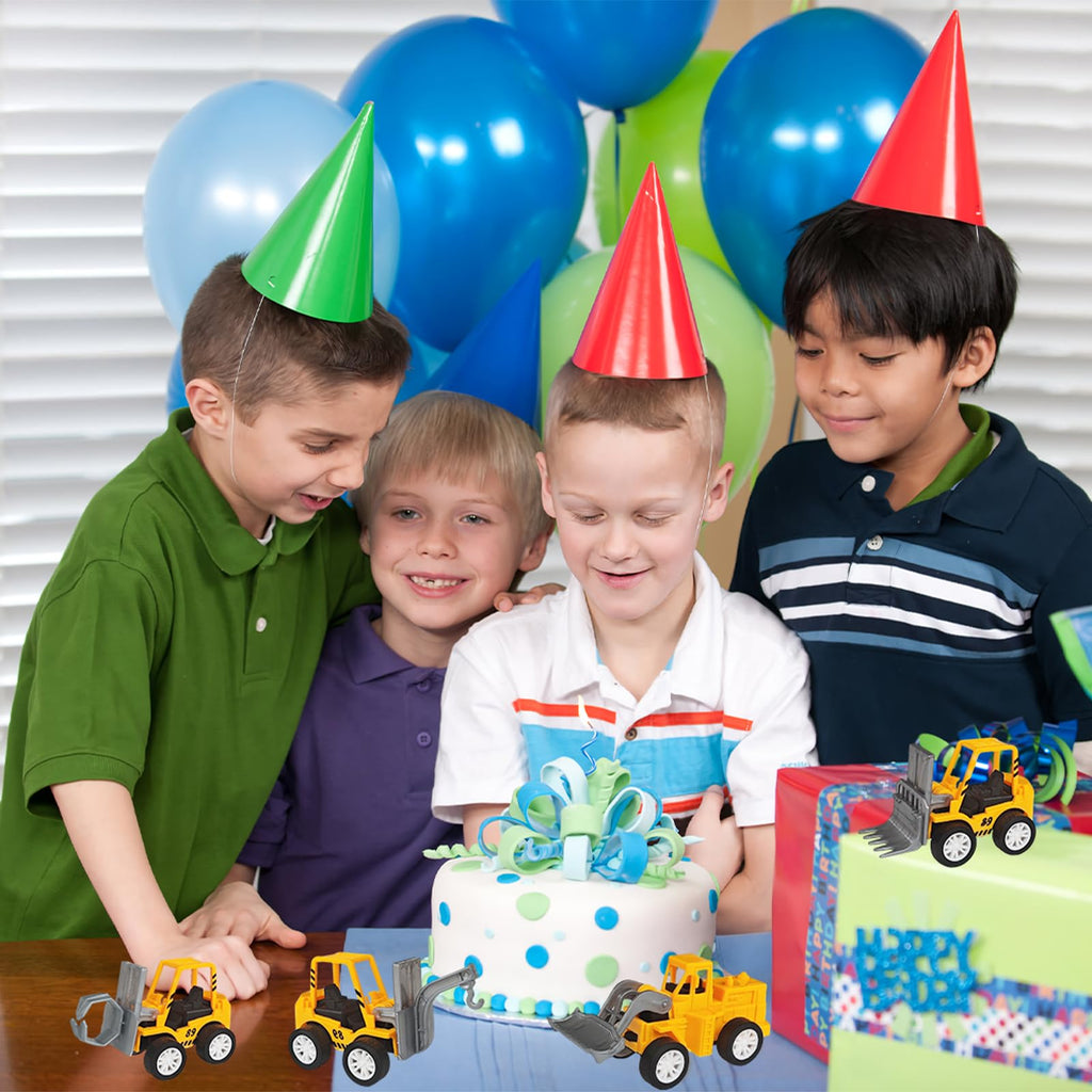 OJYUDD Set of 24 Mini Construction Vehicles – Pull-Back Toy Trucks for Kids, Party Favors, and Rewards