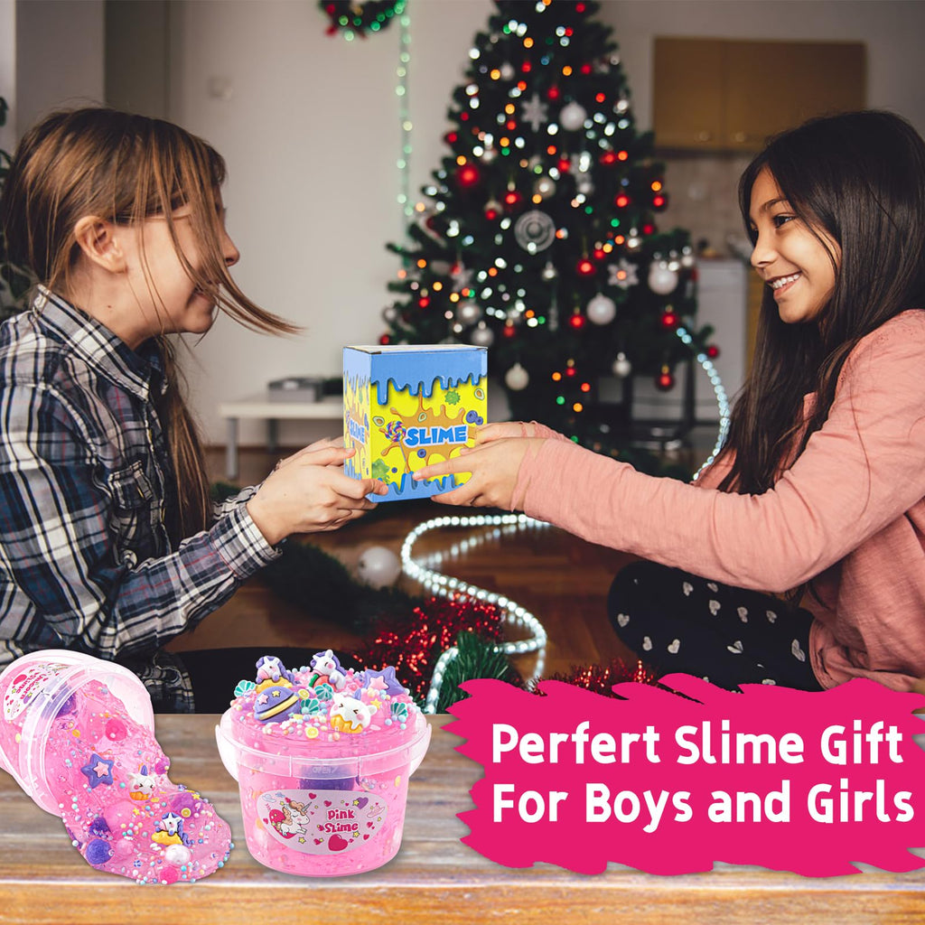 Okaybee 10 Fl Oz Pink Clear Slime Kit with 9 Add-Ins for Kids Ages 8-12