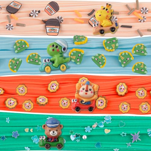 Okaybee 4-Pack Butter Slime with Dinosaur Charms – Easter Basket Stuffers for Kids