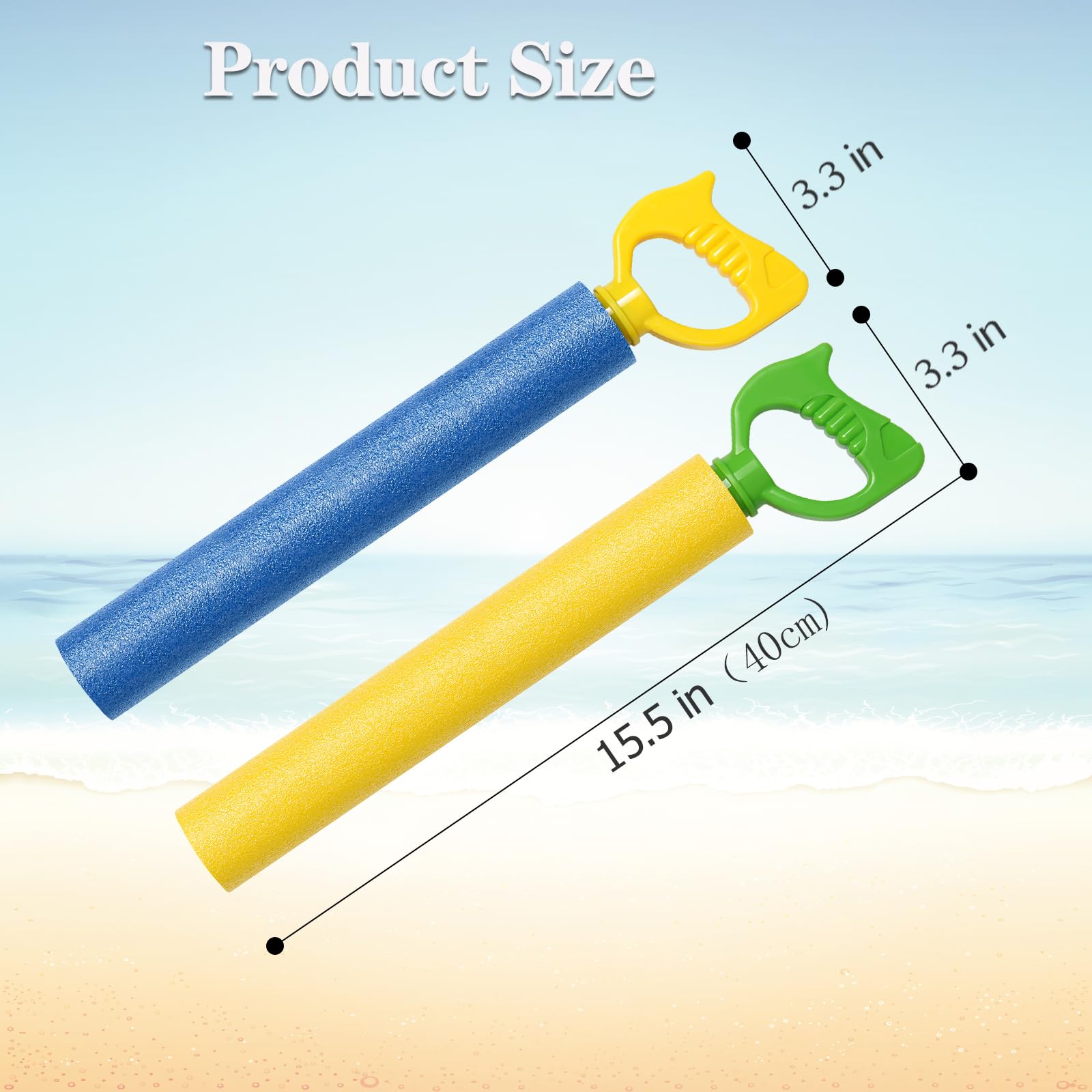OKGD 4-Pack Water Blaster Soaker Guns – 15" Foam Water Guns for Pool, Beach & Summer Fun