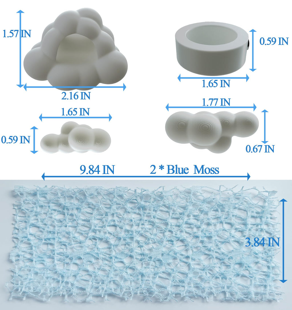 Okueejur Jumping Spider Accessories Set – 6 Piece Sky Theme Kit with Magnetic Cloud Platforms, Feeder Dish & Web Decor (White)