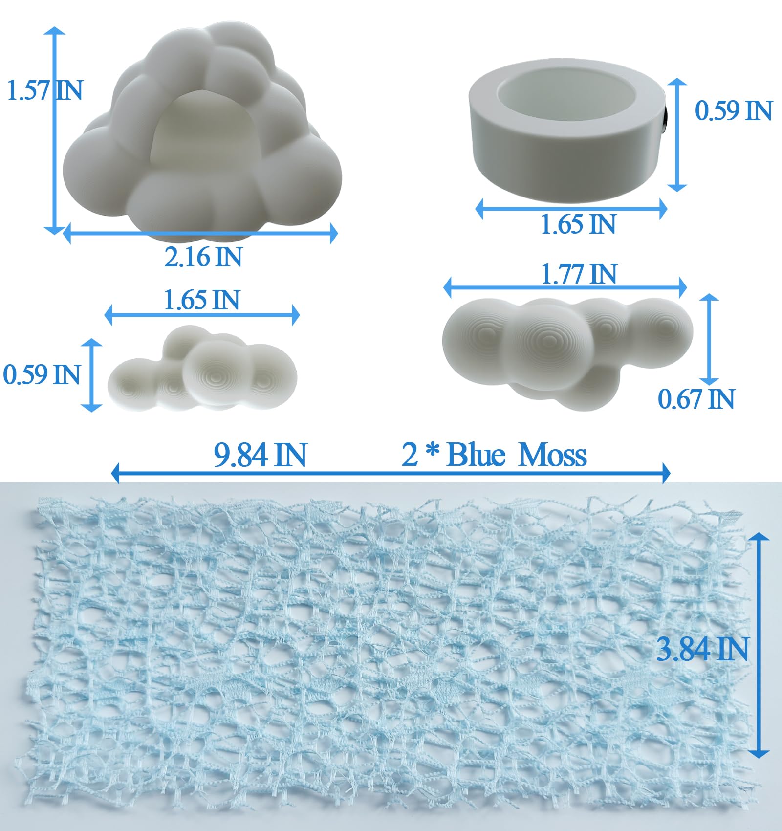 Okueejur Jumping Spider Accessories Set – 6 Piece Sky Theme Kit with Magnetic Cloud Platforms, Feeder Dish & Web Decor (White)