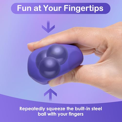 Olaivy Sensory Stress Balls 2-Pack: Silicone Polyhedron Fidget Toy with Steel Beads for Adults & Teens