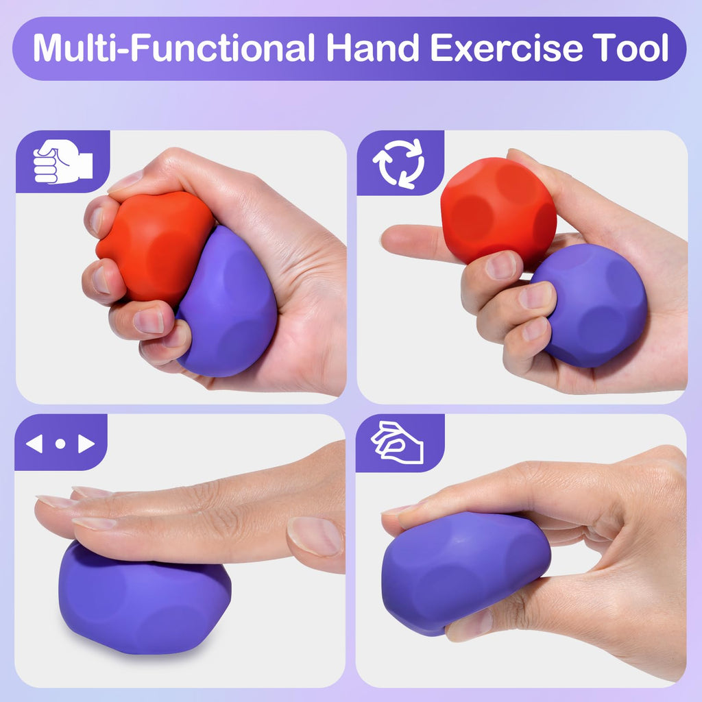 Olaivy Sensory Stress Balls 2-Pack: Silicone Polyhedron Fidget Toy with Steel Beads for Adults & Teens