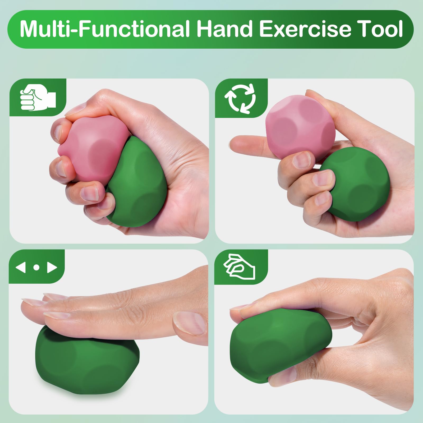 Olaivy Sensory Stress Balls – Polyhedron Silicone Fidget Toys with Steel Beads for Adults & Teens