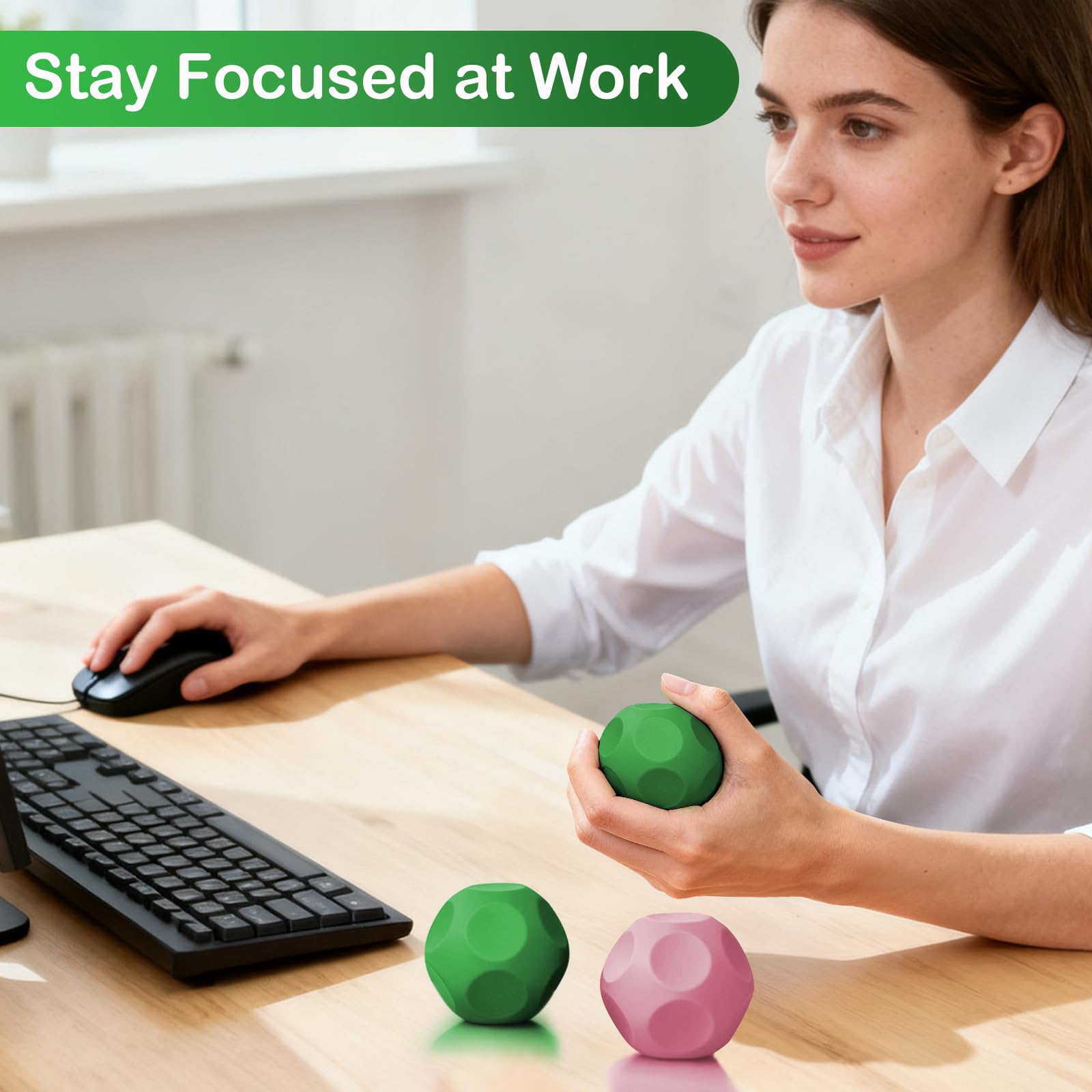 Olaivy Sensory Stress Balls – Polyhedron Silicone Fidget Toys with Steel Beads for Adults & Teens