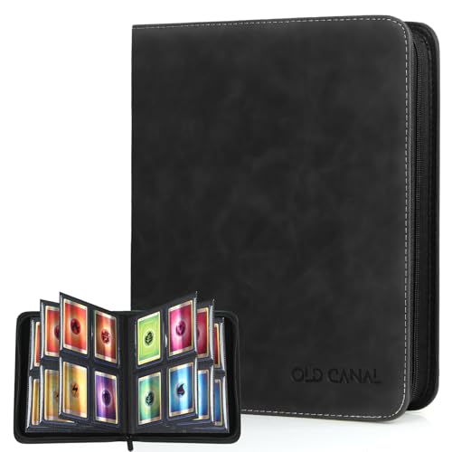 Old Canal Top Loader Binder - 4-Pocket Album Holds 112 Cards in Top Loaders, Black