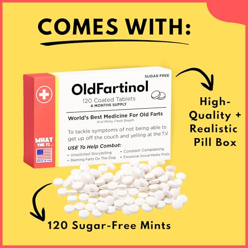 Old Fart Joke Box with 120 Sugar-Free Mints – Hilarious Birthday Gag Gift for 30th to 80th