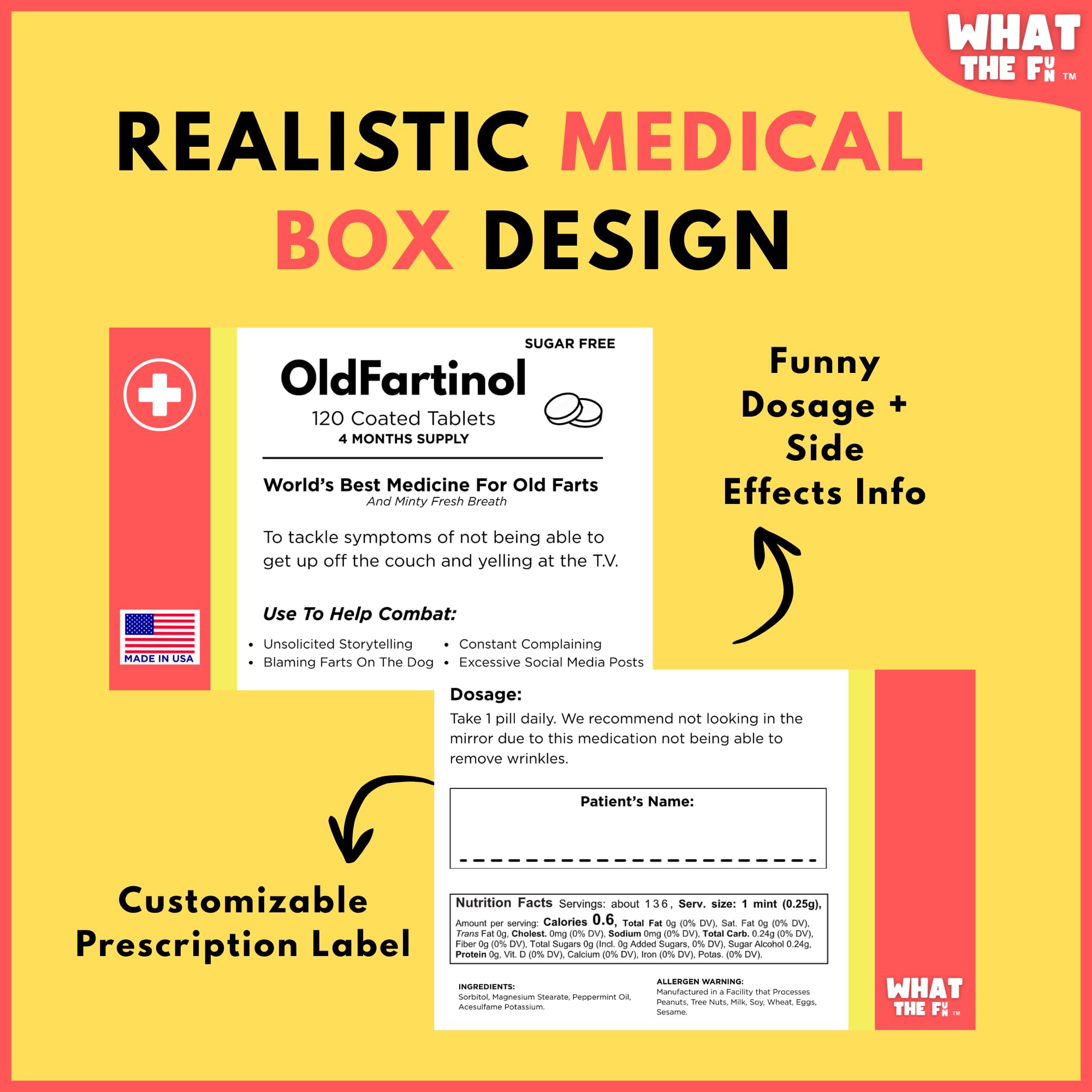 Old Fart Joke Box with 120 Sugar-Free Mints – Hilarious Birthday Gag Gift for 30th to 80th
