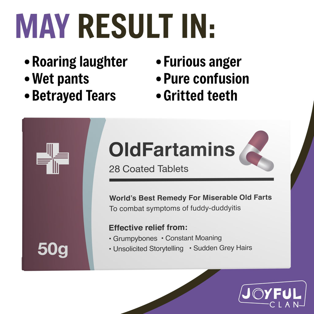 OldFartamins Funny Prank Pill Box with Candy – Gag Gift for Men & Women, 30th-70th Birthday