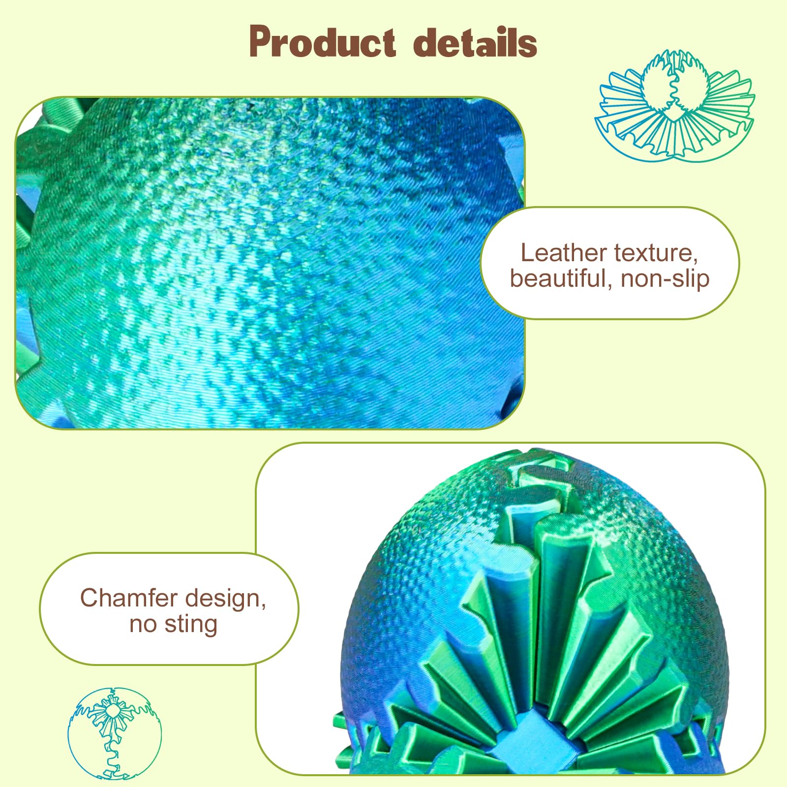 Olee Odee 3D Printed Gear Ball Fidget Toy - Steampunk Gear Sphere - Christmas Green, 2.5 Inches - Stress Relief for Kids & Adults