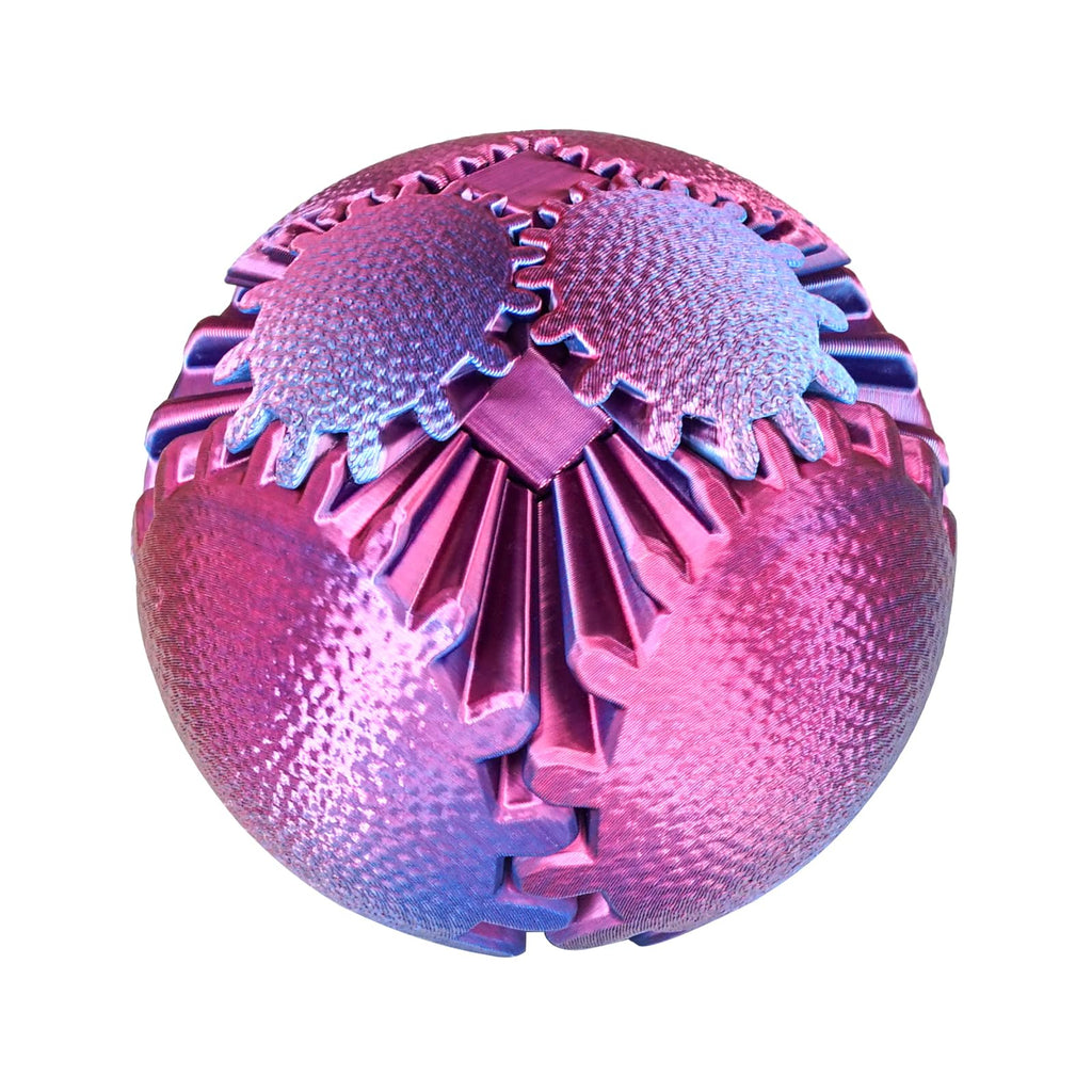 Olee Odee Gear Ball Fidget Toy – 3D Printed Steampunk Gear Sphere for Stress Relief, Ombre Purple, 2.5 Inches