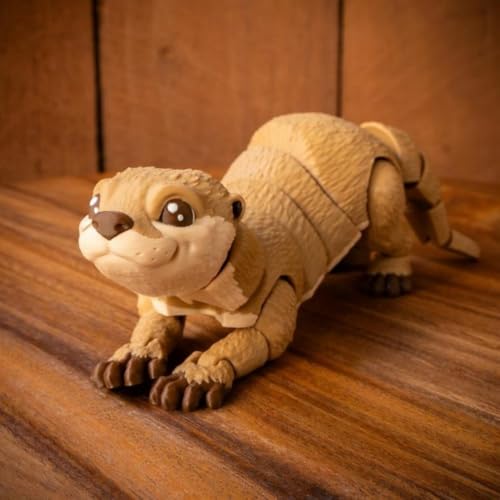 Ollie the Otter - 3D Printed Full Articulated Fidget Toy, Small 6-Inch Brown Otter for Stress Relief and Desk Decoration
