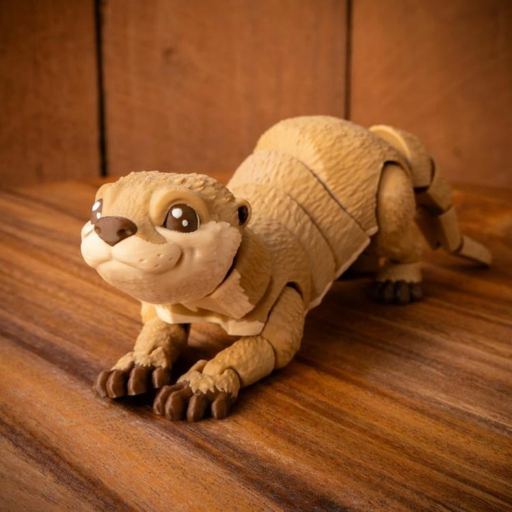 Ollie the Otter - 3D Printed Full Articulated Fidget Toy, Small 6-Inch Brown Otter for Stress Relief and Desk Decoration