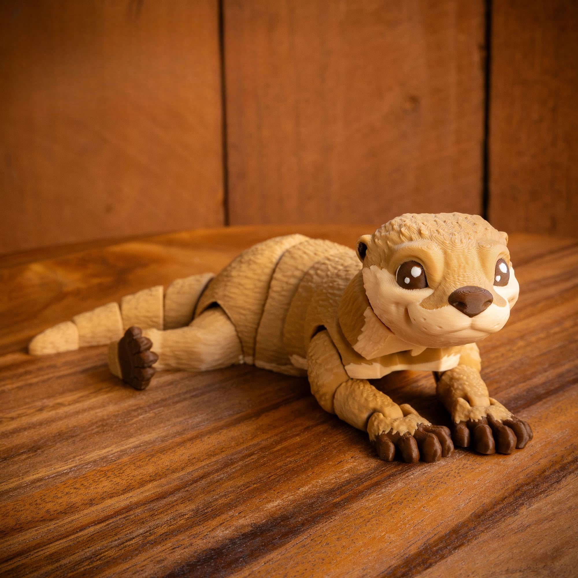 Ollie the Otter - 3D Printed Full Articulated Fidget Toy, Small 6-Inch Brown Otter for Stress Relief and Desk Decoration