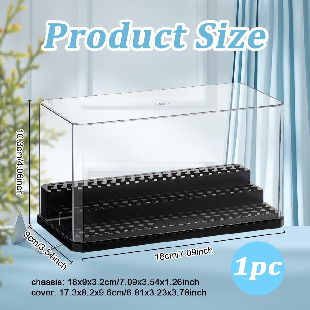 OLYCRAFT Acrylic Minifigure Display Case – 3-Layer Black Showcase for Action Figures, Blocks, Dustproof Storage – 7.09 x 3.54 x 1.26 Inches