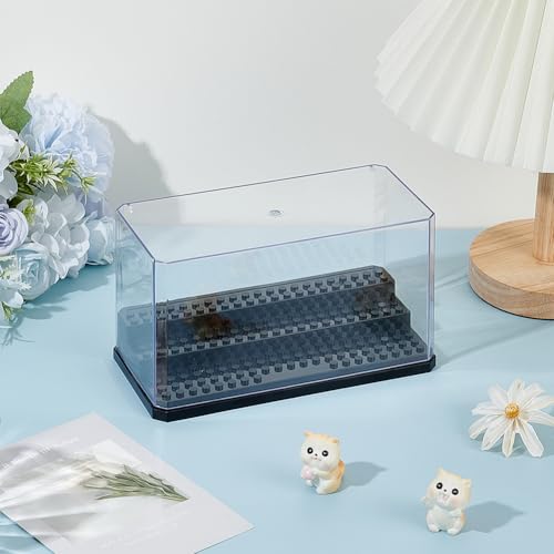 OLYCRAFT Acrylic Minifigure Display Case – 3-Layer Black Showcase for Action Figures, Blocks, Dustproof Storage – 7.09 x 3.54 x 1.26 Inches
