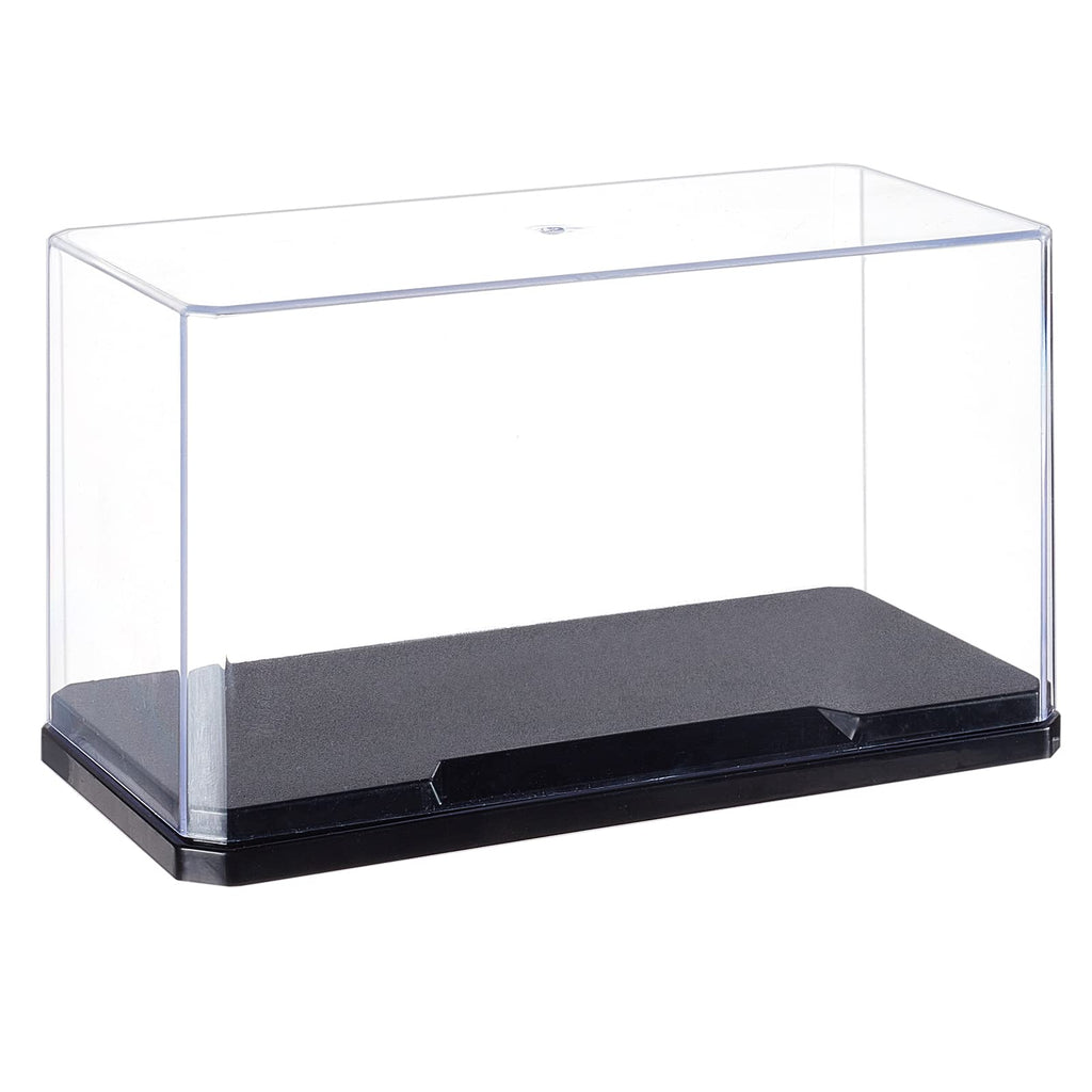 OLYCRAFT Clear Plastic Display Case 7x3.5x4 Inch with Black Base, Self-Assembly Dust-Proof Showcase for Collectibles, Bricks, Models