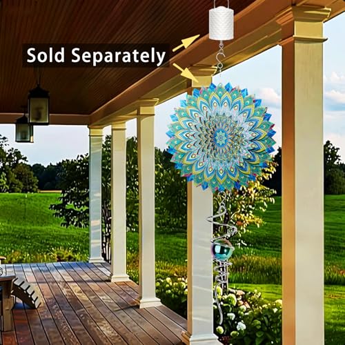OMCCHK 13-Inch Stainless Steel Gazing Ball Spiral Wind Spinner – Multicolor Optical Illusion for Garden Patio