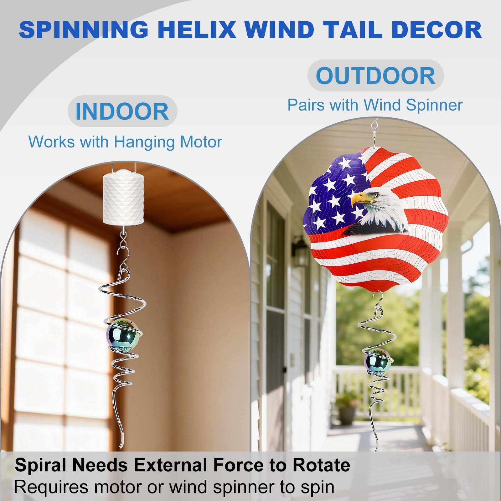 OMCCHK 13-Inch Stainless Steel Gazing Ball Spiral Wind Spinner – Multicolor Optical Illusion for Garden Patio