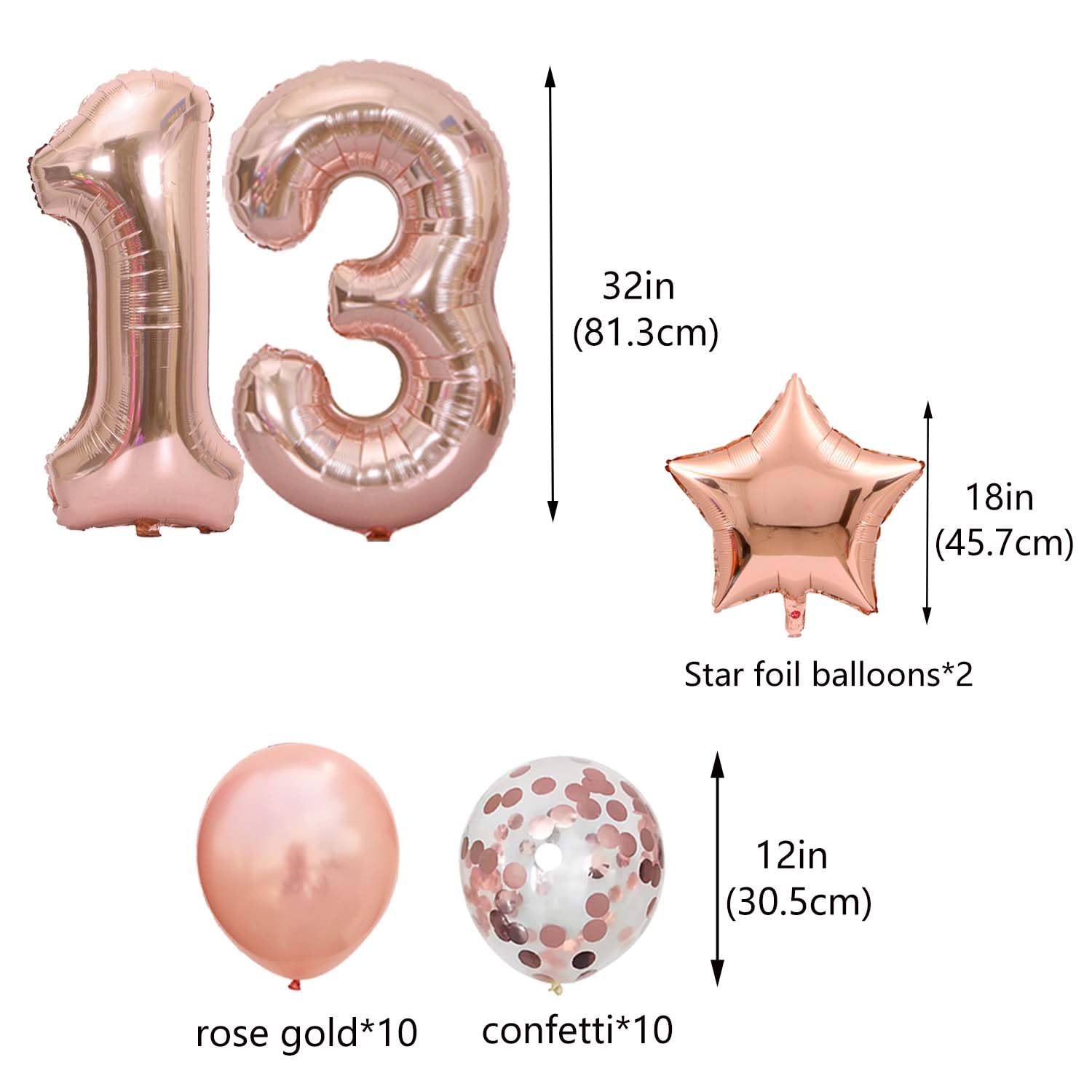 OMG UR A Teenager 13th Birthday Decorations Kit – Rose Gold Balloons, Banner & Star Foil for Girls
