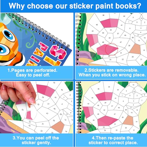 Omgouue Sea Animal Sticker Paint Books - 2-Pack Spiral Activity Sets for Kids Ages 3+