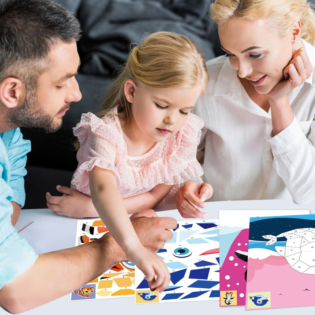 Omgouue Sea Animal Sticker Paint Books - 2-Pack Spiral Activity Sets for Kids Ages 3+