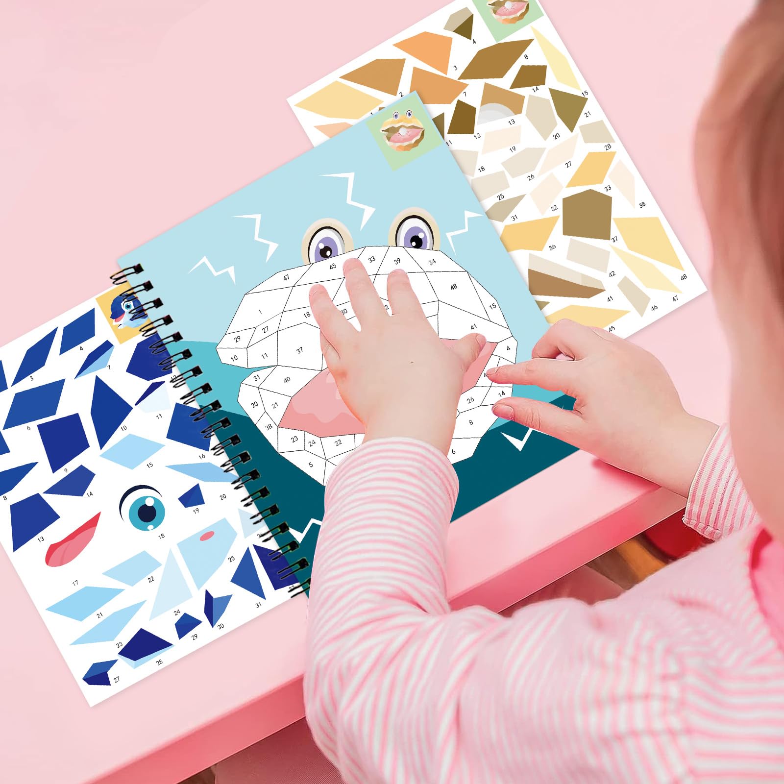 Omgouue Sea Animal Sticker Paint Books - 2-Pack Spiral Activity Sets for Kids Ages 3+