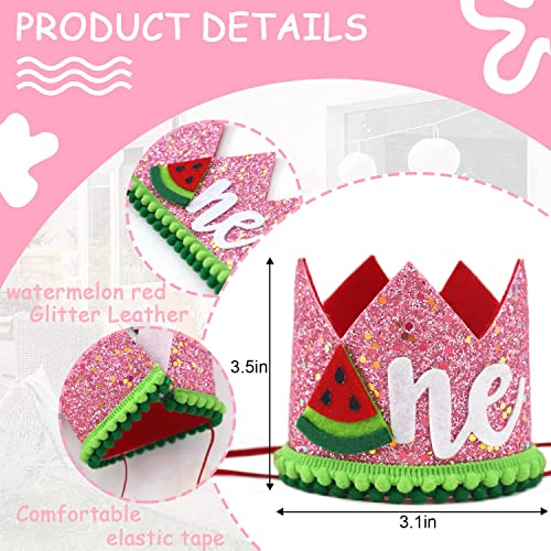 One in a Melon First Birthday Crown – Handmade Watermelon Themed Baby Hat for 1st Birthday Party