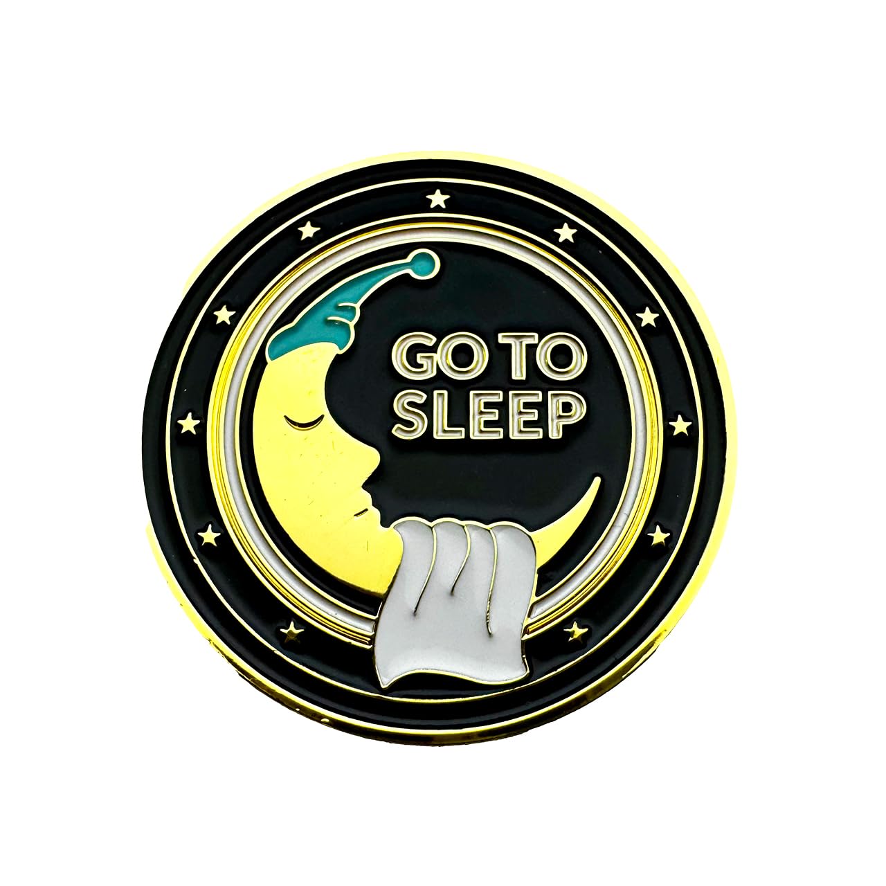One More Game vs. Go to Sleep Flip Coin – Brass Gamer Decision Coin, Gold & Black Enamel, 40mm Collectible Token