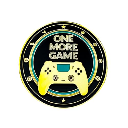 One More Game vs. Go to Sleep Flip Coin – Brass Gamer Decision Coin, Gold & Black Enamel, 40mm Collectible Token