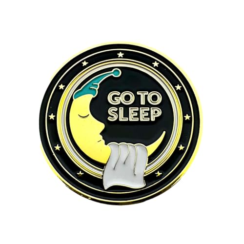 One More Game vs. Go to Sleep Flip Coin – Brass Gamer Decision Coin, Gold & Black Enamel, 40mm Collectible Token