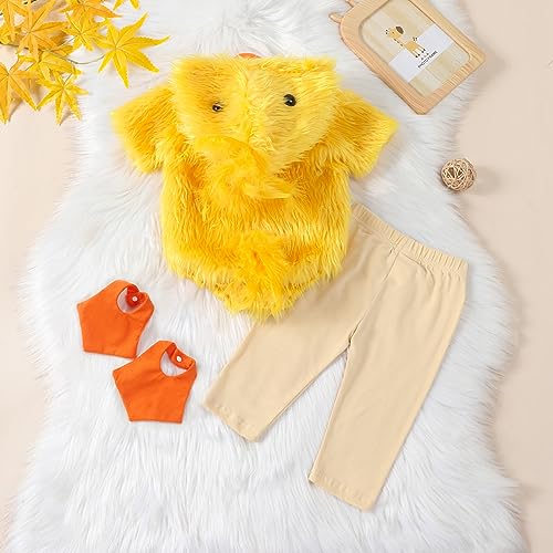 Oneflow Newborn Baby Duck Halloween Costume – Fur Hooded Onesie with Flippers for Boys and Girls (0-3T)