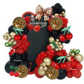 Onemere Cheetah Print Balloon Arch Kit – 185-Piece Red Black Gold Metallic & Foil Cherry Cheetah Balloons for Party Decor